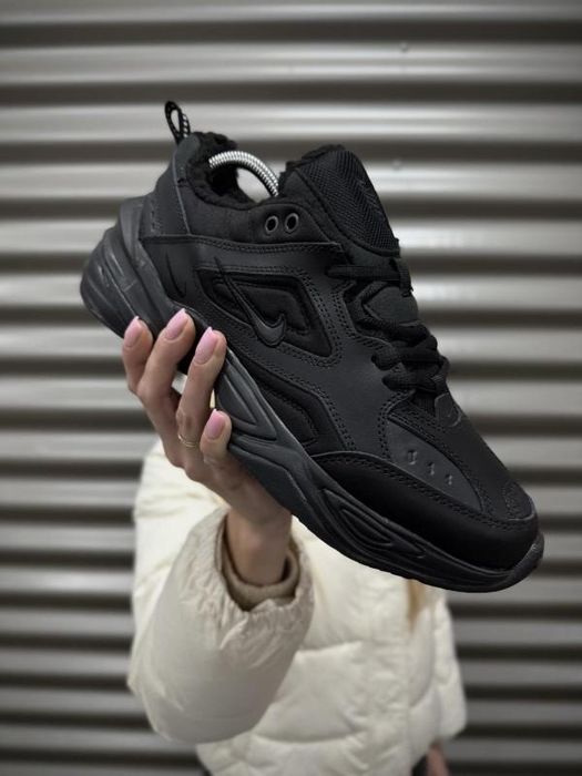 ЗИМОВІ Кросівки Nike Air M2K Tecno з хутром (чорні)