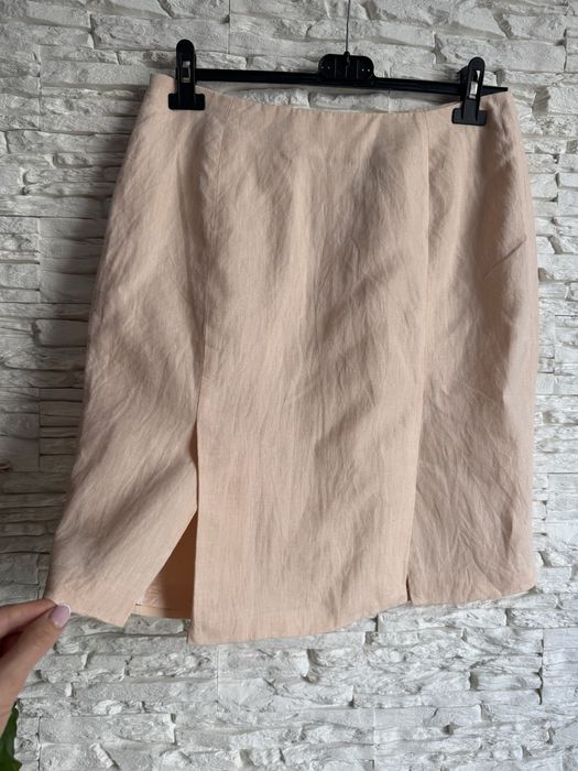 Vogue Spodnica damska lniana w morelowym kolorze r. 38