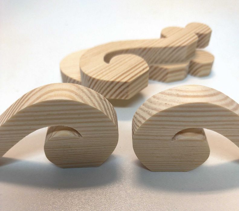 ornament drewniany dekor 10x4cm rzeźba ozdoba 2 SZTUKI
