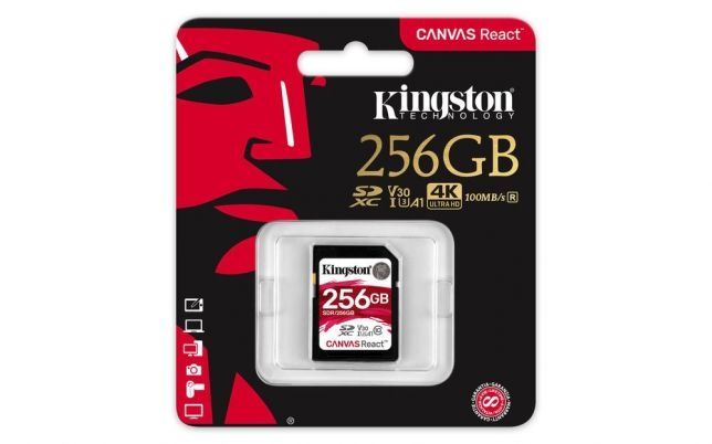 Karta pamięci Kingston Canvas React SDXC 256GB 100R80W UHS-I V30 cl.10