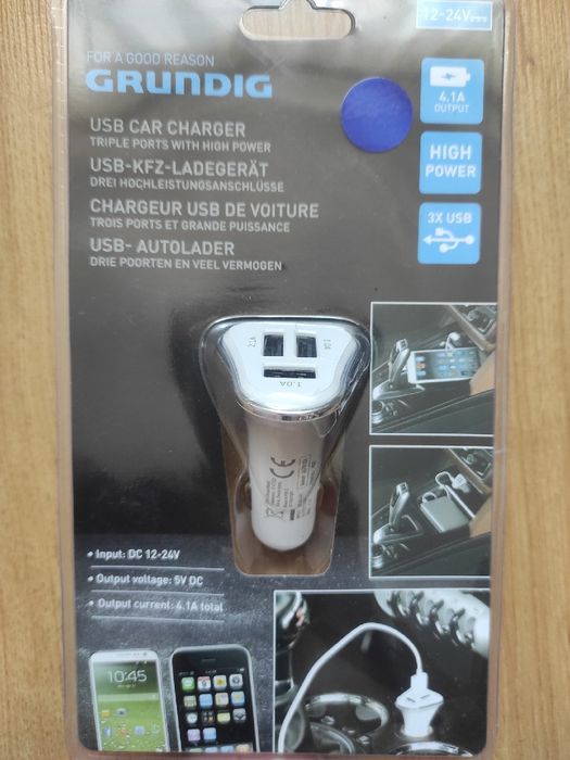 Grundig adapter ładowarka samochodowa 3xUSB