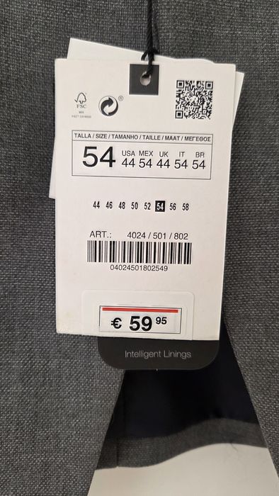 Fato cinza NOVO com etiqueta Zara- Blazer 54/Calças 42