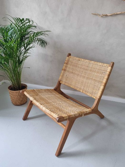 Fotel Boho - drewno, rattan