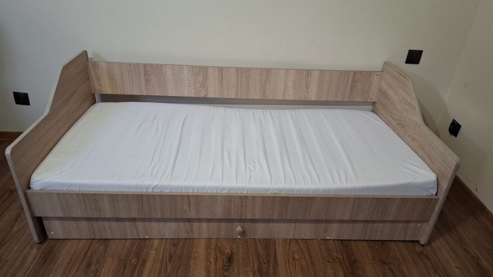 Łóżko 180x80 dąb sonoma szuflada materac