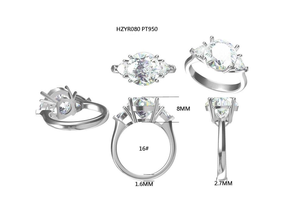 Pierścionek PT950 z diamentem 5.03ct Lab Grown | VS1 F | Serce | Nowy