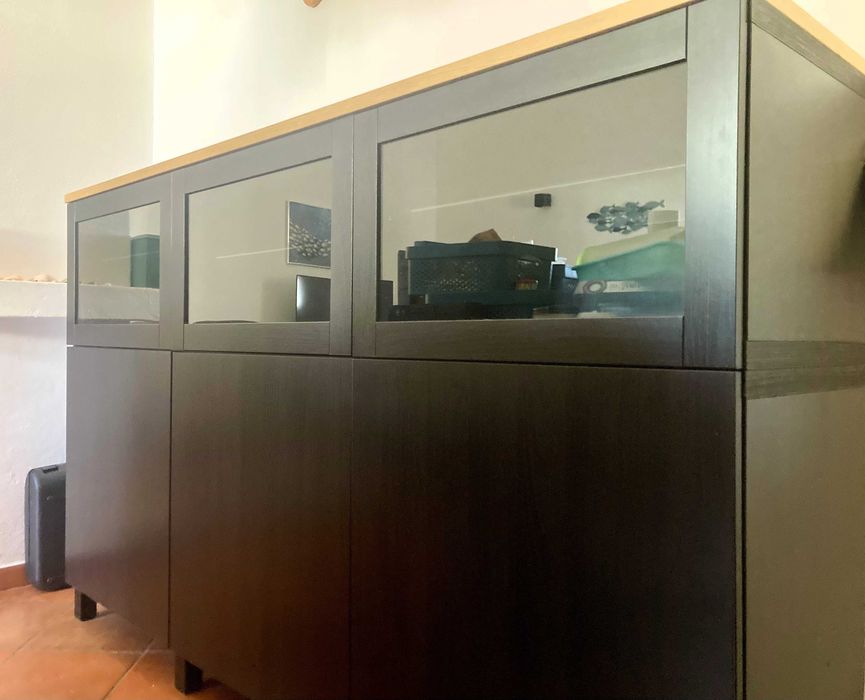 Móvel IKEA BESTÅ pret-cast Lappviken/Sindvik e vidro transparante