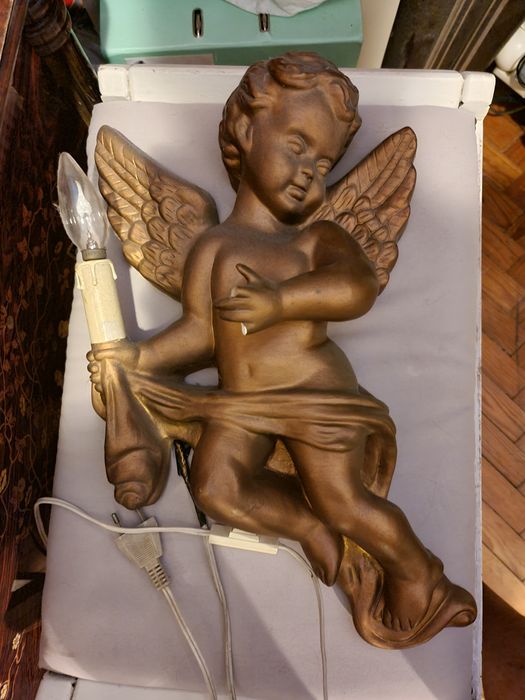 Candeeiro Anjo Dourado Antigo