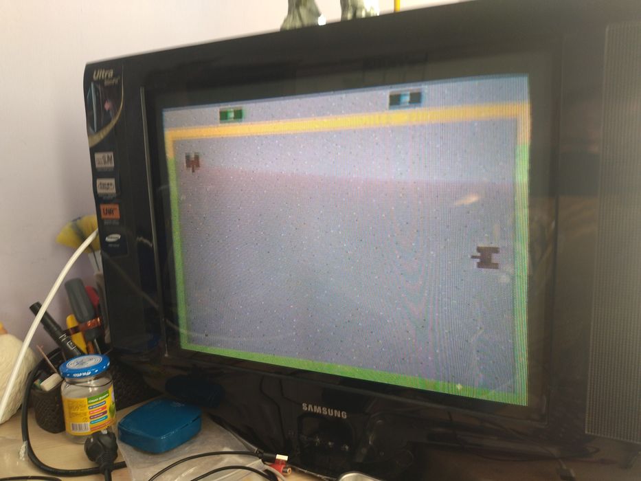 Приставка Atari 2600, джойстик, картридж