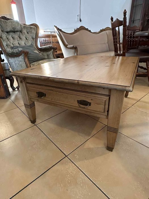 Stolik kawowy drewniany ława z szufladą solidny  do salonu!