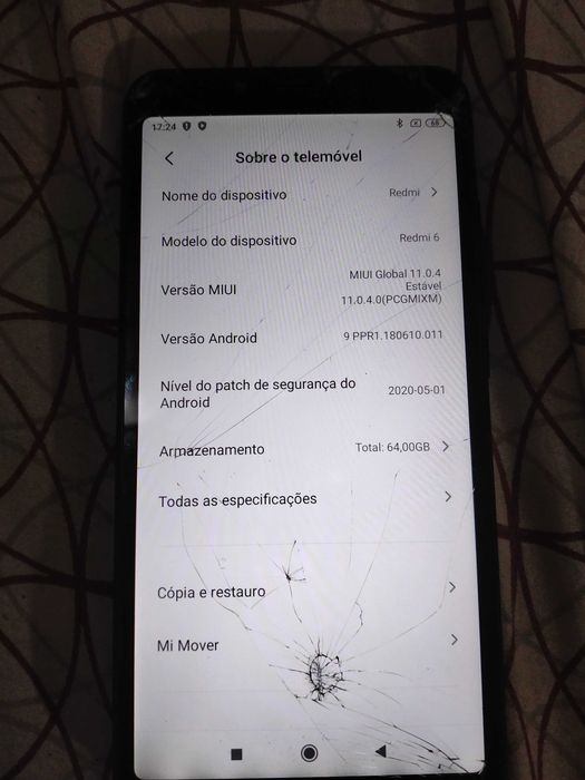Telemóvel redmi 6 a funcionar com visor partido