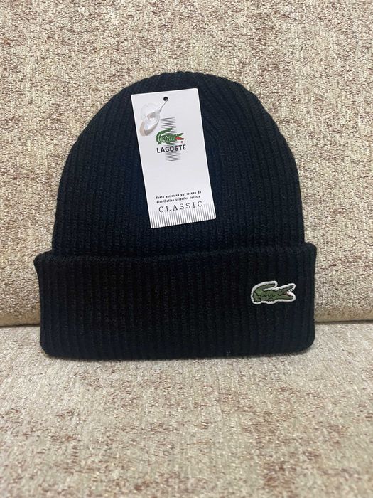 Czarna czapka Lacoste 94% bawełna 6 % spandex Nowa