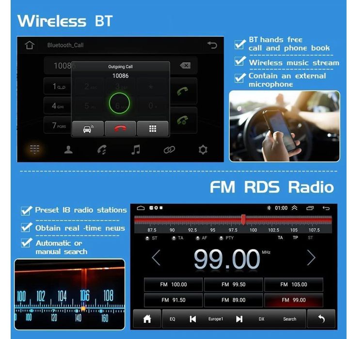 Rádio 9" Android Toyota Avensis 2002/08 CARPLAY WIFI GPS 2/32GB Novo