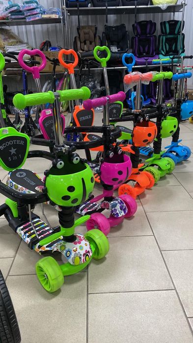 Детский самокат, самокат с ручкой, самокат от года, самокат с бортиком