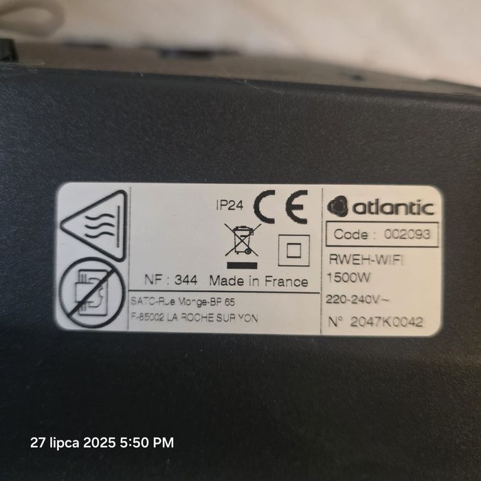 Grzejnik elektryczny promiennik ciepła 1500W Wifi