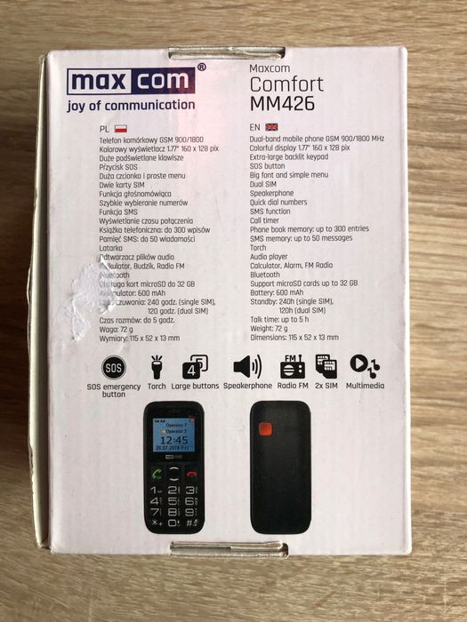 Telefon komórkowy Maxcom Comfort MM426/ dla seniora