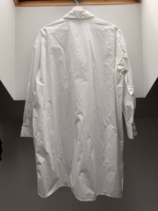 Koszula długa sukienka bawełniana biała H&M