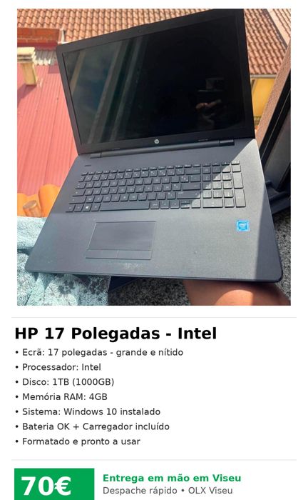 HP intel 17Polegadas
