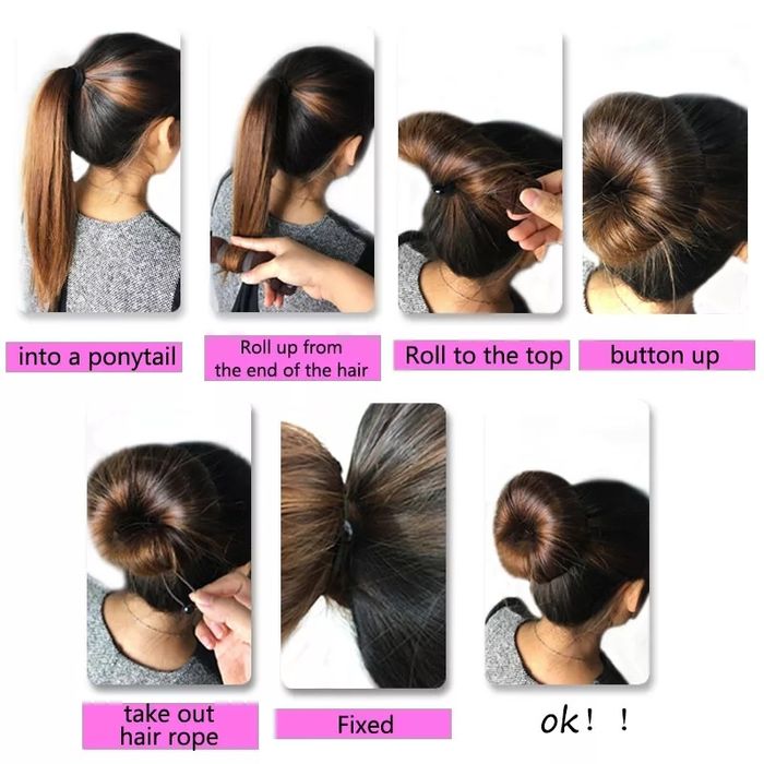 Круглый коричневый бублик на кнопке для создания пучка гульки прически