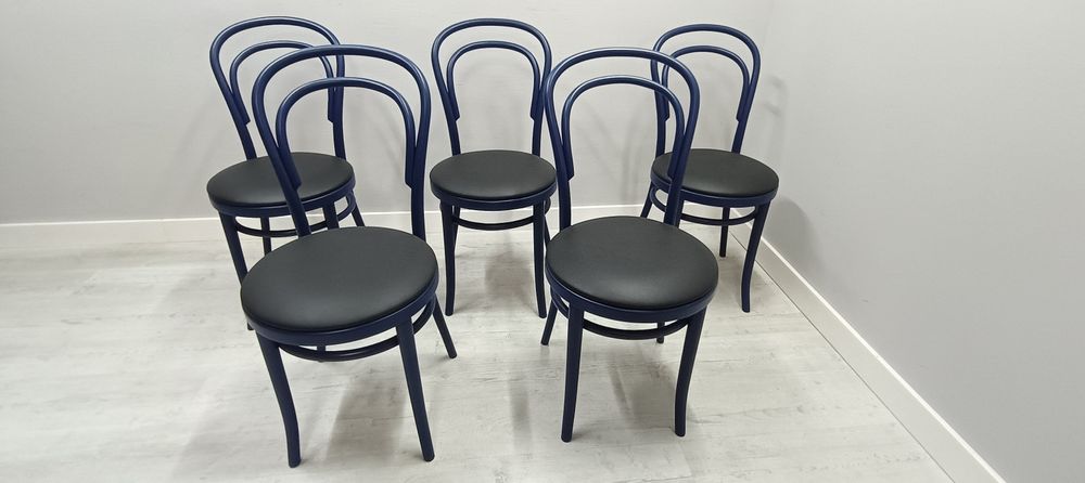 Krzesła gięte Thonet Fameg Radomsko a14 nowe 5szt granatowe