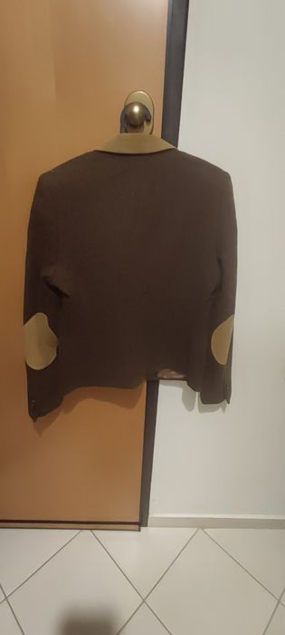 Blazer castanho de lã e camurça S