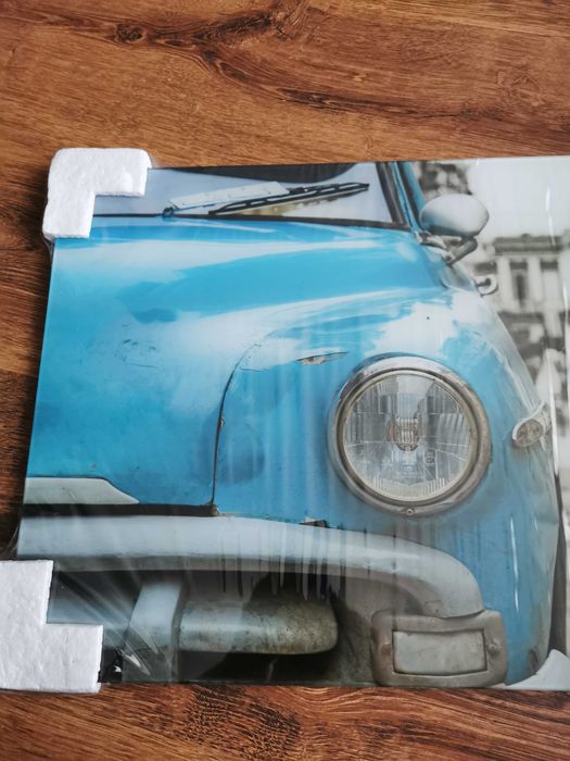 Auto samochód Obraz szklany dekoracja do pokoju chłopięcego 57x37 Nowy