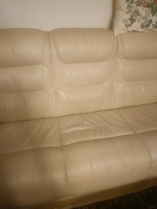Skórzana sofa plus dwa fotele