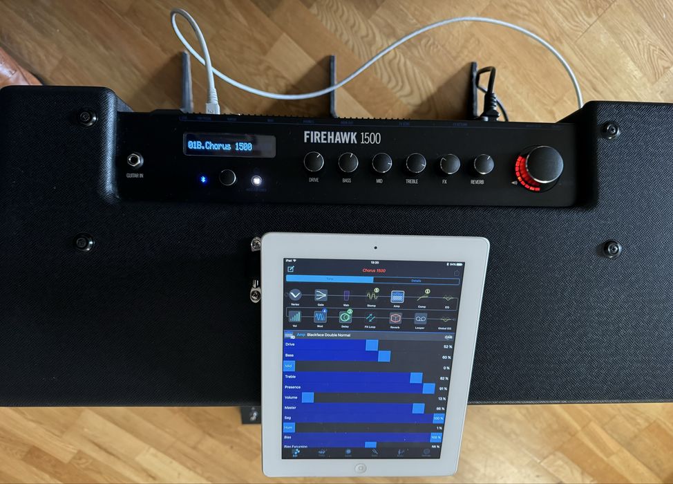 Line 6 Firehawk 1500+Pedal FBV3+iPad+Suporte do combo