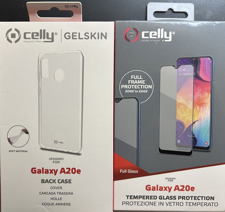 Samsung A20E прозорий чохол та захисне скло