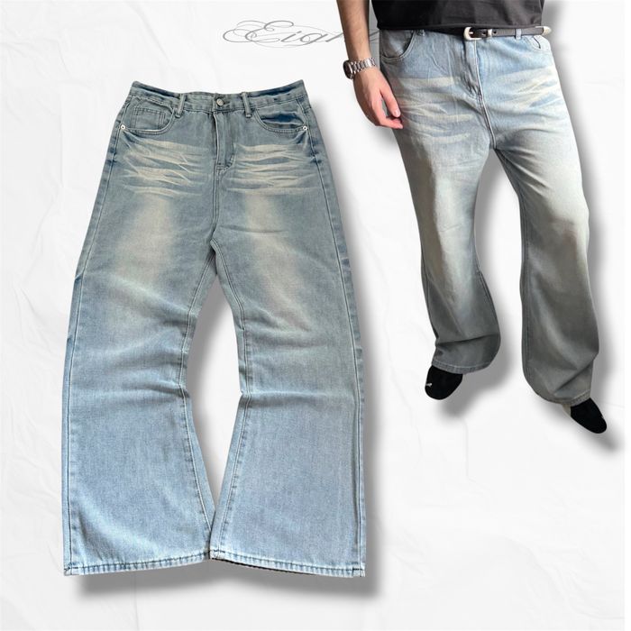 Archive Bootcut Distressed Washed Jeans Джинси Буткат Кльош Прямі Washed Straight Flared Loose Fit Архив Дистрес y2k Клеш Прямые 512 erd Opium Сині