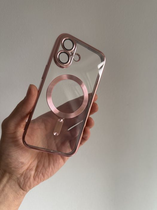 Etui tech protect Mag Safe różowe + SZKŁO do iPhone 16