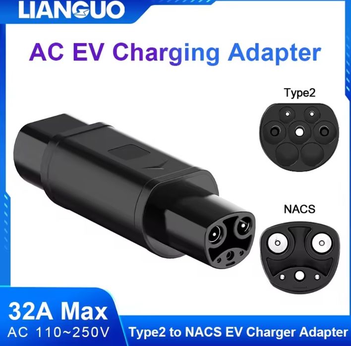 Перехідник адаптер Type 2 на Tesla NACS 32A 7 кВт для зарядки електромобіля Tesla Model 3 Y S X AC 110–250V Америка