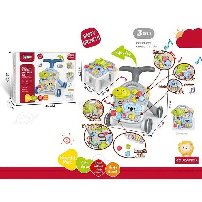 Дитяча каталка-ходунки + ігровий музичний столик з піаніно та іграми