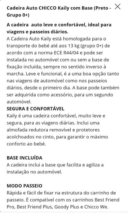 Cadeira auto CHICCO Kaily