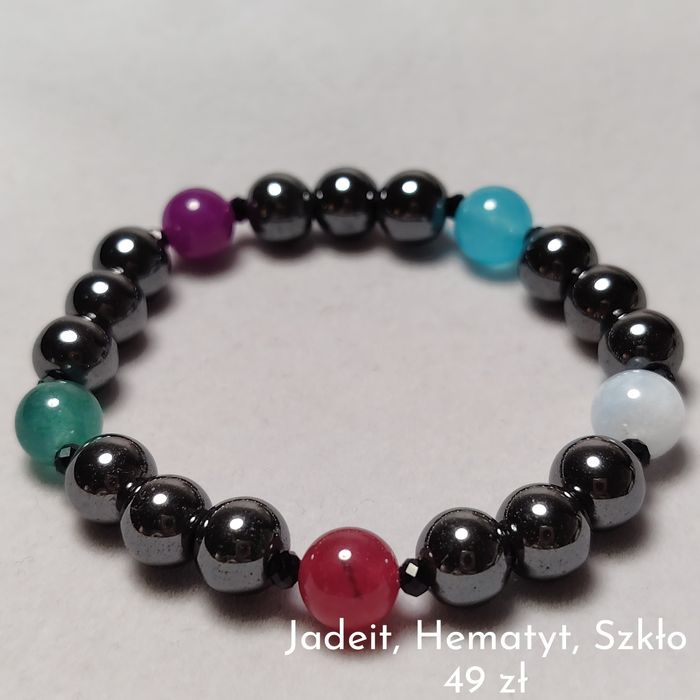 Bransoletka z kamieni naturalnych Jadeit, Hematyt