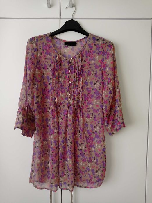 Bluzka, tunika, lekka, zwiewna, w kwiaty
