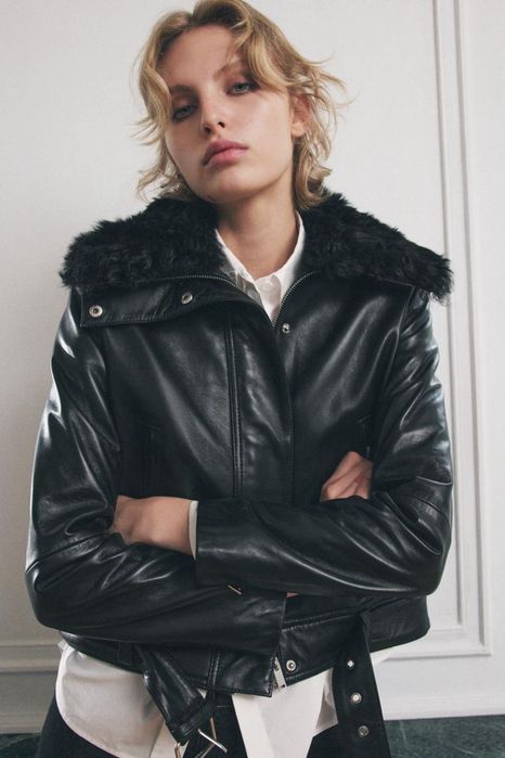 Шкіряна куртка Zara XS , S