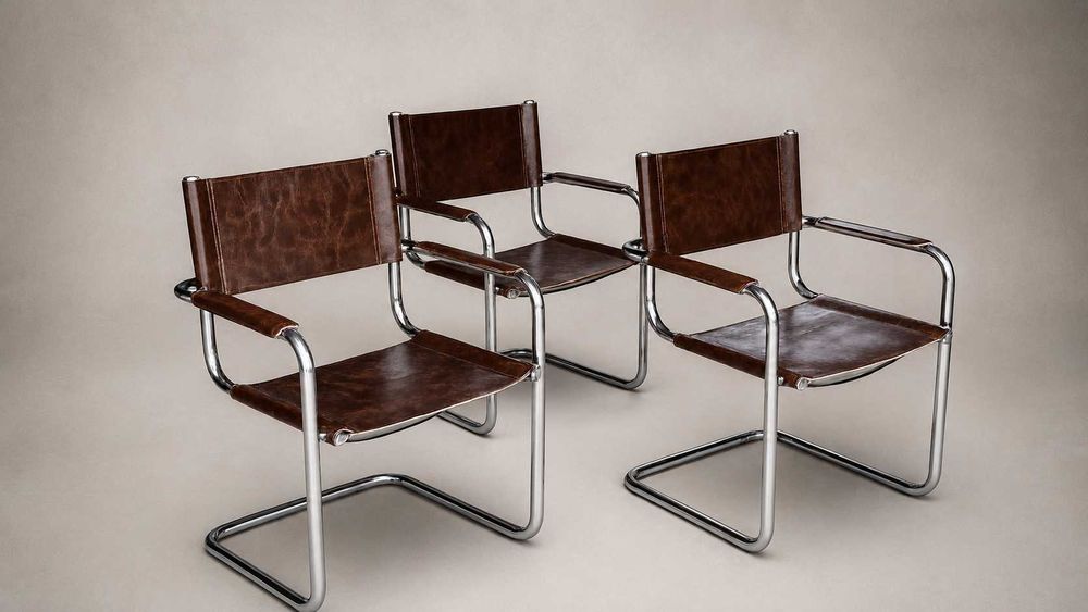 Krzesło w stylu Bauhaus, Mart Stam, chromowany stelaż, lata 80