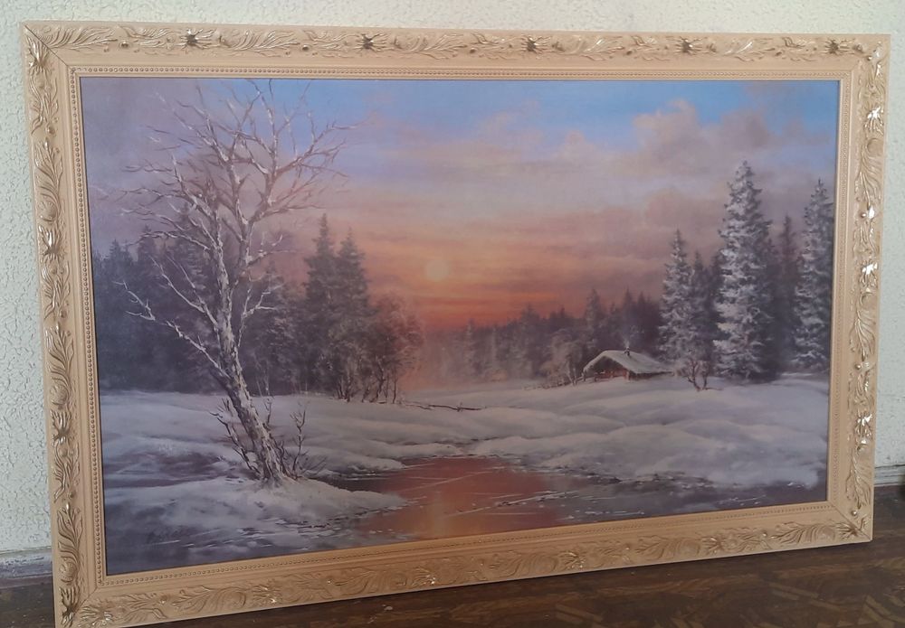 Величезна картина Зимовий пейзаж Крутий багет