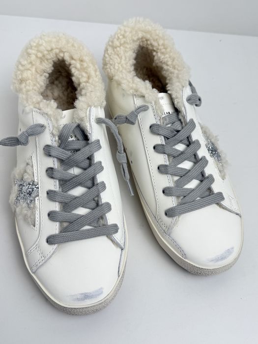 кеди зимові кросівки жіночі ggdb golden goose голден гус білі шкіряні