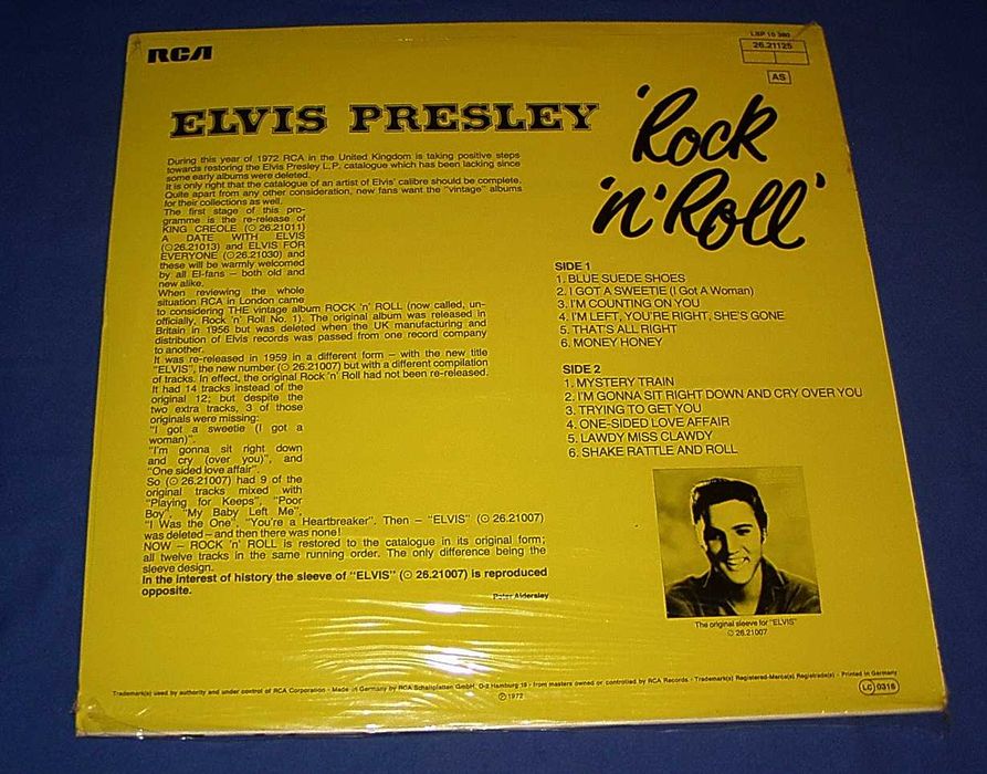 Elvis Presley – Rock 'n' Roll Lp Folia 1972r.