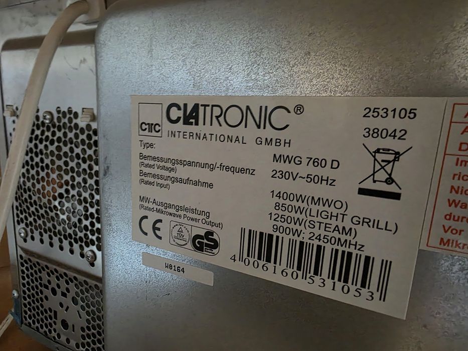 Kuchenka mikrofalowa Clatronic MWG 760D - nowoczesna, idealna