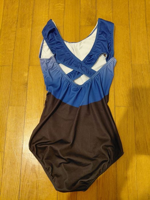 Maillot/body de Ginástica / Patinagem Artística/ Dança Degradé Azul e Preto 12-13 anos