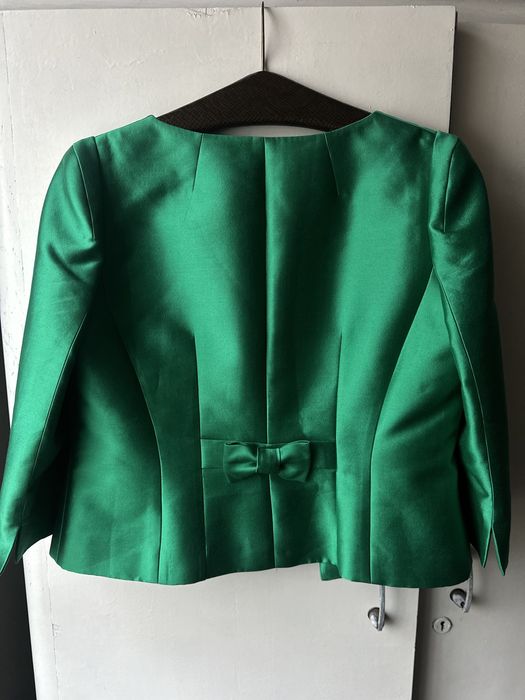 Жакет з шовку та вовни смарагдовтй