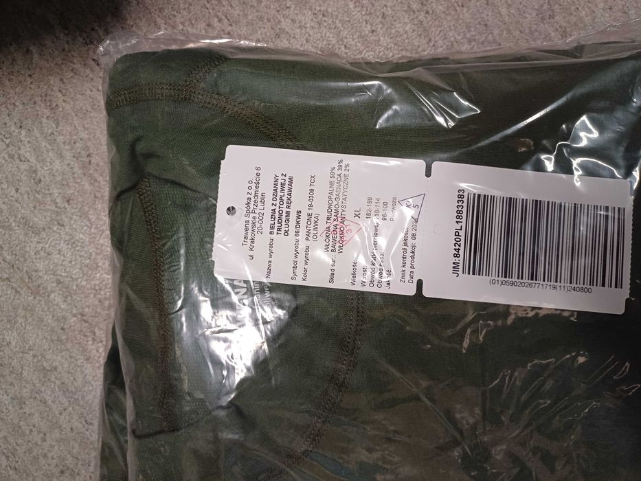 Bielizna wojskowa z dzianiny trudnotopliwej WS rozmiar M