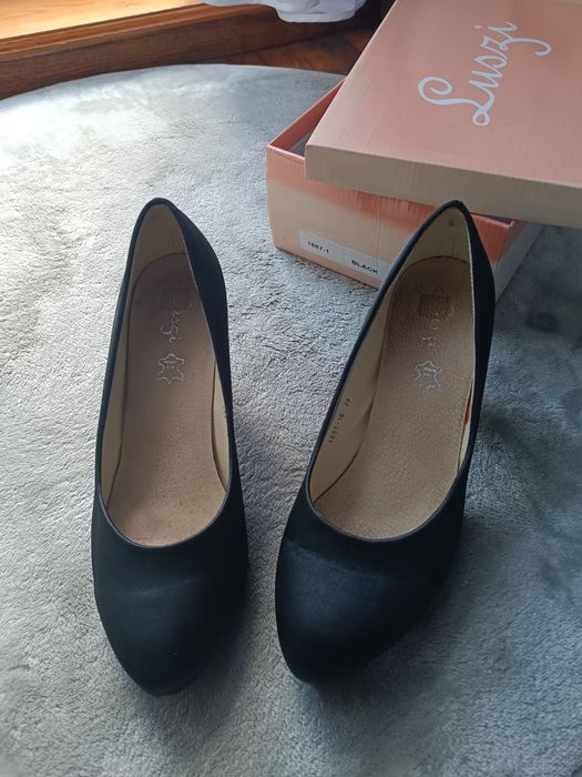 Buty damskie rozmiar 39 czarne słupek 8cm