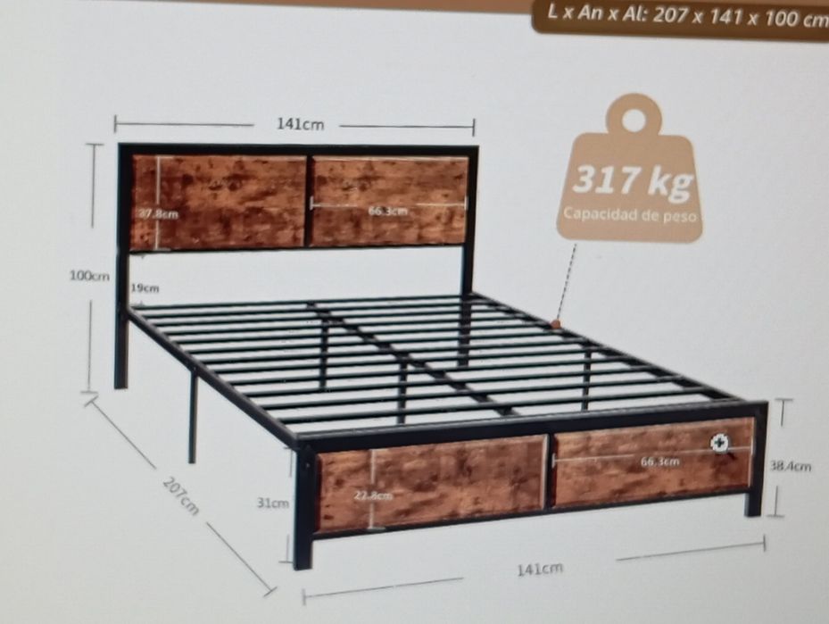 Cama de metal, fácil de montar