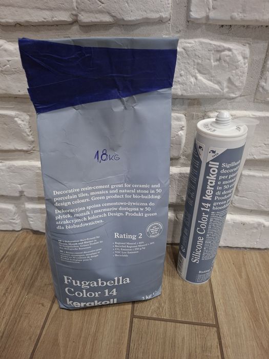 Fuga Kerakoll 05 szary. 14 gołębi 1,8 kg 30 brąz 2,6kg. 34 brąz 2,4kg