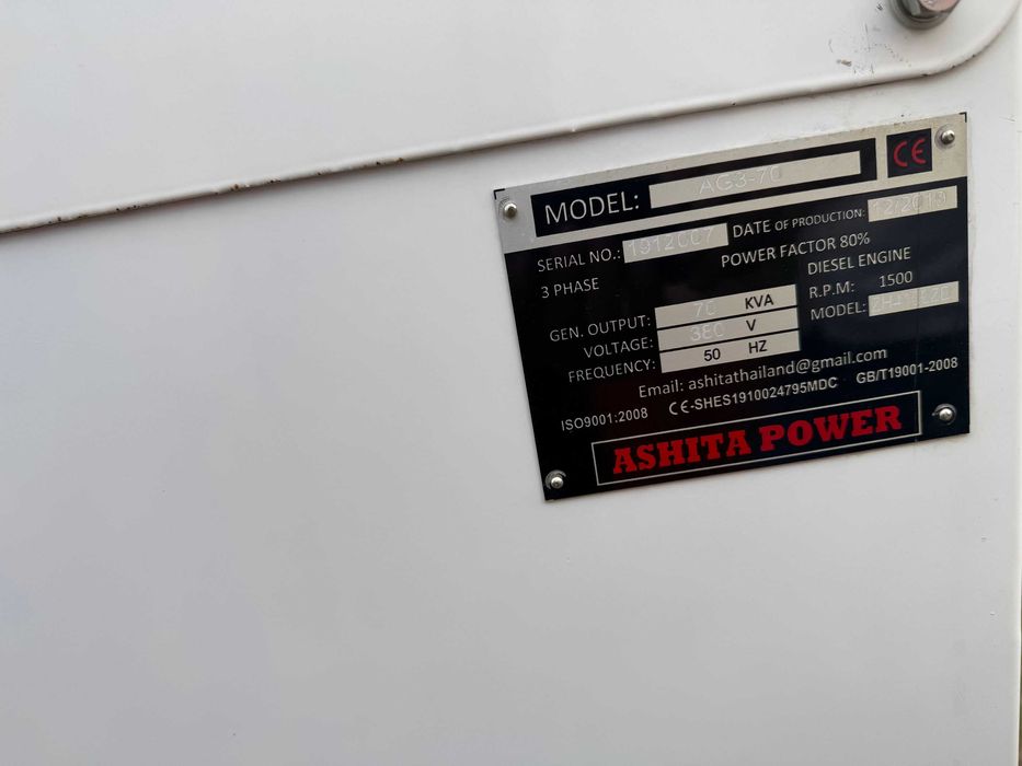 GERADOR ASHITA 70KVA NOVO