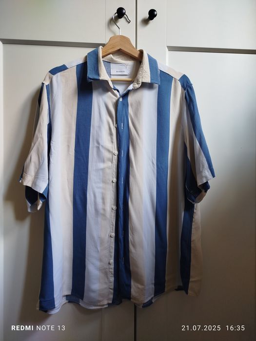 Wiskozowa wiskoza koszula elegancka męska paski pasy Reserved L