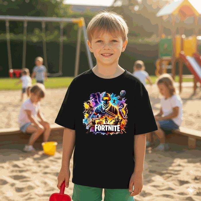 Koszulka dziecięca czarna Fortnite Skin postać Gry prezent święta 152
